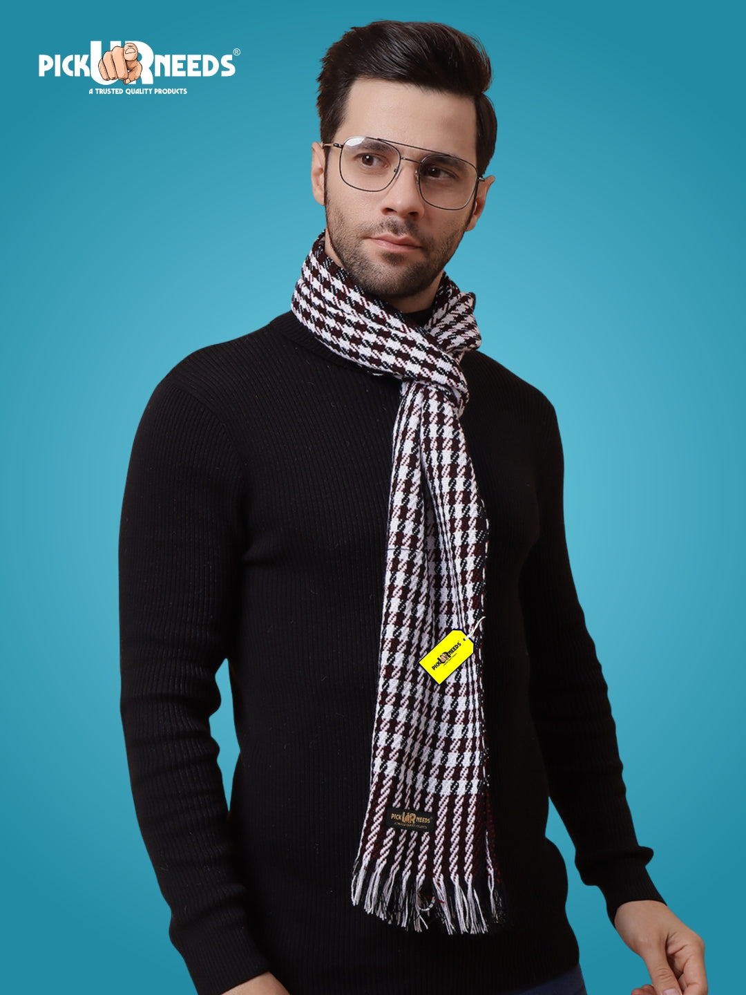 Pick Ur Needs Premium Men's Warm And Stylish Woolen Muffler With Multicolour Stripes And Stylish Tussles Ends