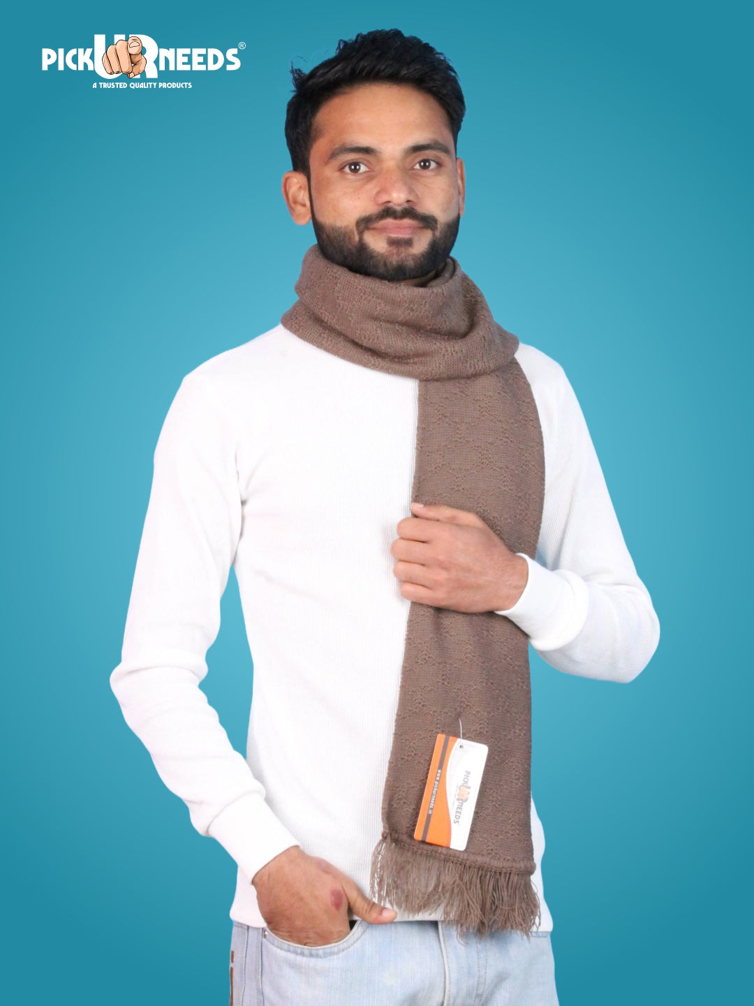 Pick Ur Needs Premium Soft Winter Muffler for Men Lightweight Warm Woolen Scarf Stylish Neck Muffler for Outdoor & Casual Use