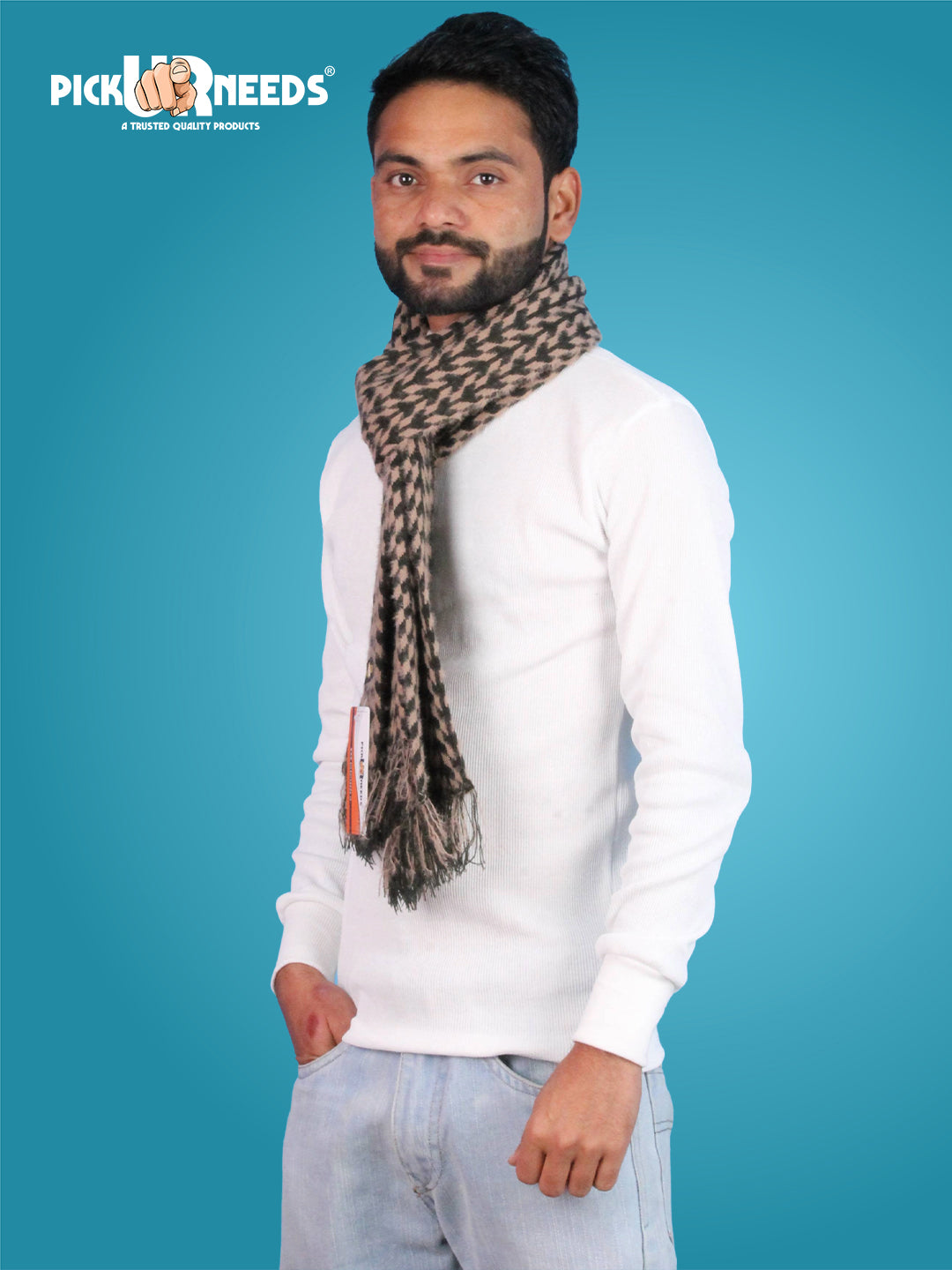 Pick Ur Needs Soft Warm Woolen Premium Winter Muffler for Men Scarf with Stylish Check Pattern Long & Comfortable Cold Weather Neck Wrap