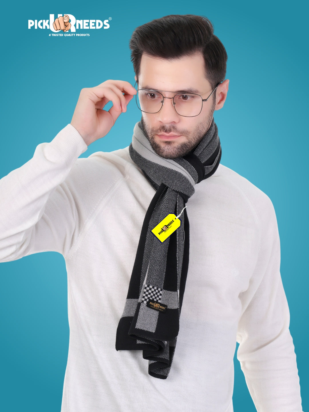 Pick Ur Needs Men’s Premium Winter Wool Muffler – Soft & Warm Knitted Scarf for Casual, Office & Travel Stylish Stripe Design