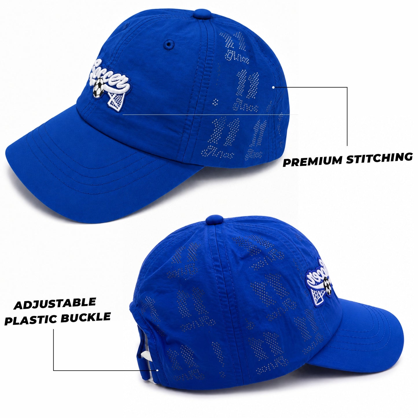 Pick Ur Needs Soccer Embroidered Performance Baseball Cap for Kids & Teens – Breathable Sun Protection Sports Hat, Adjustable Lightweight Soccer Caps