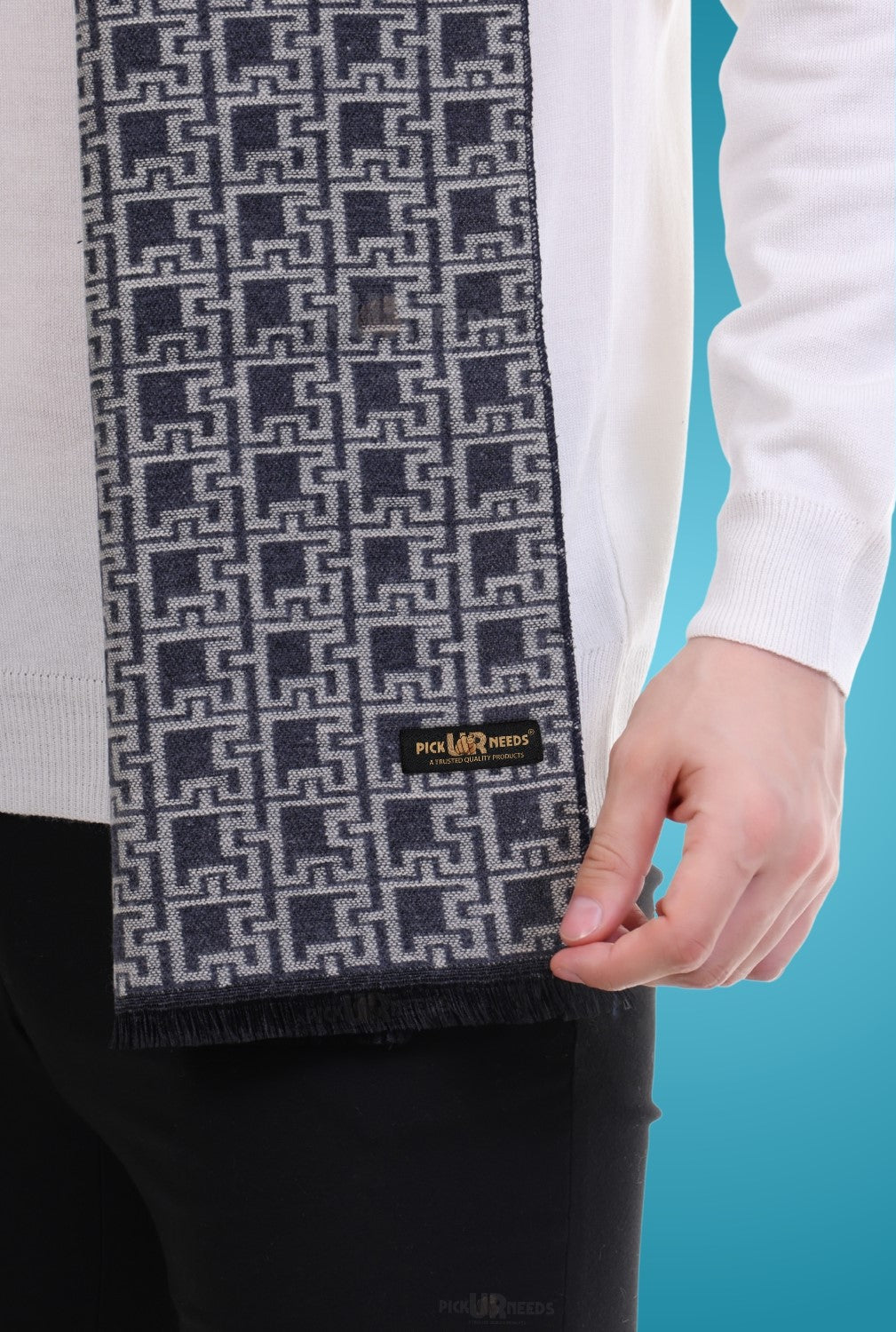 Pick Ur Needs Men's Muffler Check Desgin Premium Woolen Blend Fabric Stylish Look Muffler For Men