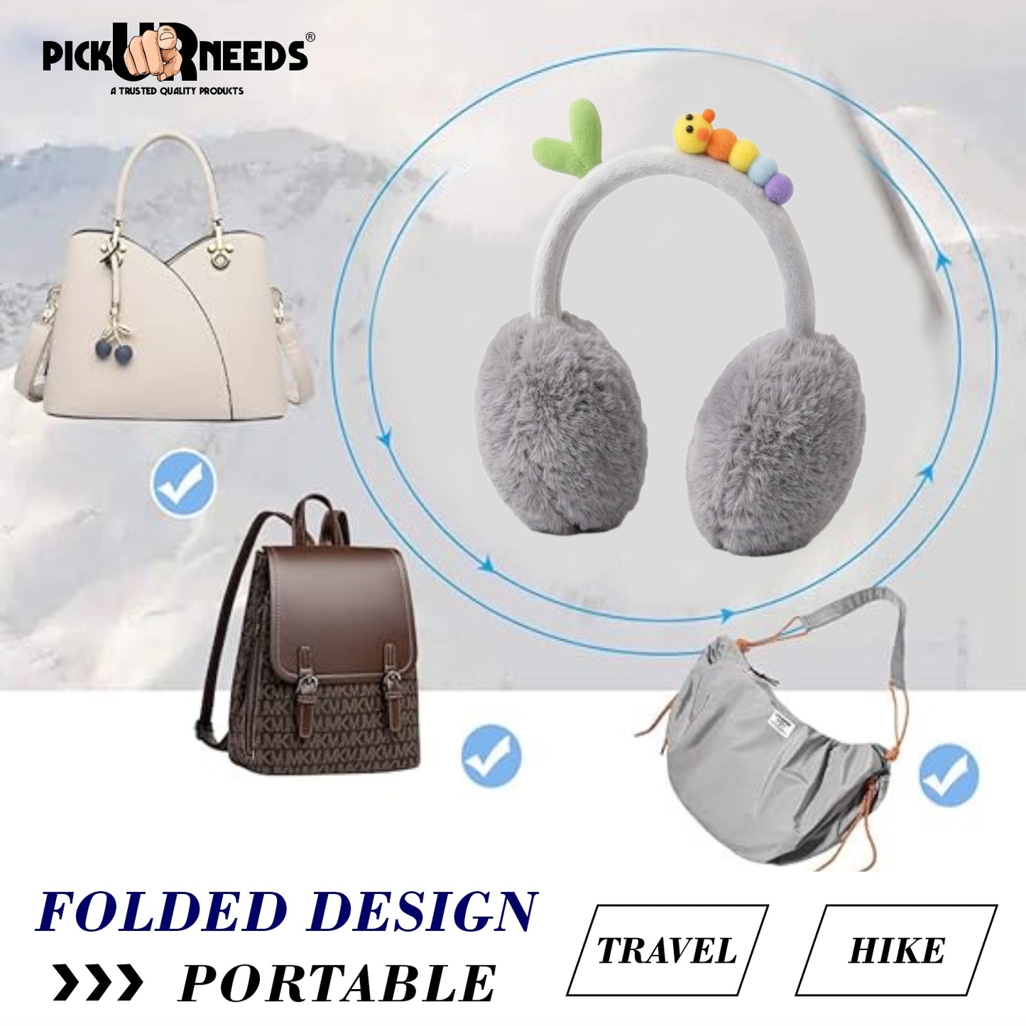 Pick Ur Needs Stylish Stone Design Foldable / Adjustable Ear Muff High Quality Furr Ear Warmer Ear Muff