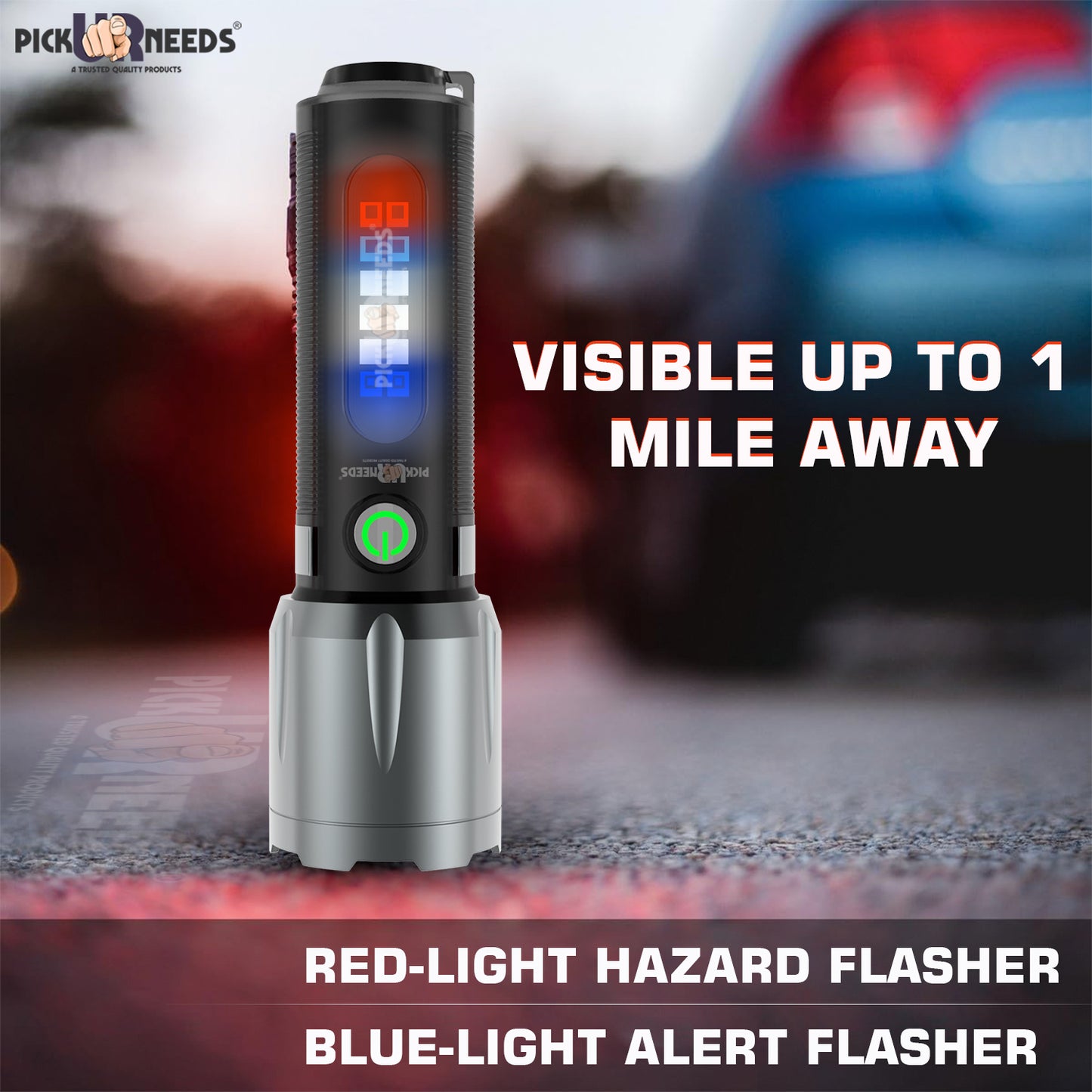 Pick Ur Needs 100W Rechargeable Zoomable Mini Pocket Torch With 3 Mode Light+Side RWB COB 3 hrs Torch Emergency Light (Black)