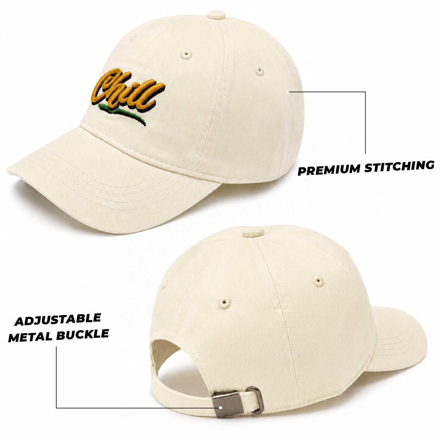 Pick Ur Needs Chill Embroidered Baseball Cap, Adjustable Dad Hat, Everyday Essential Sun Protection Caps Kids