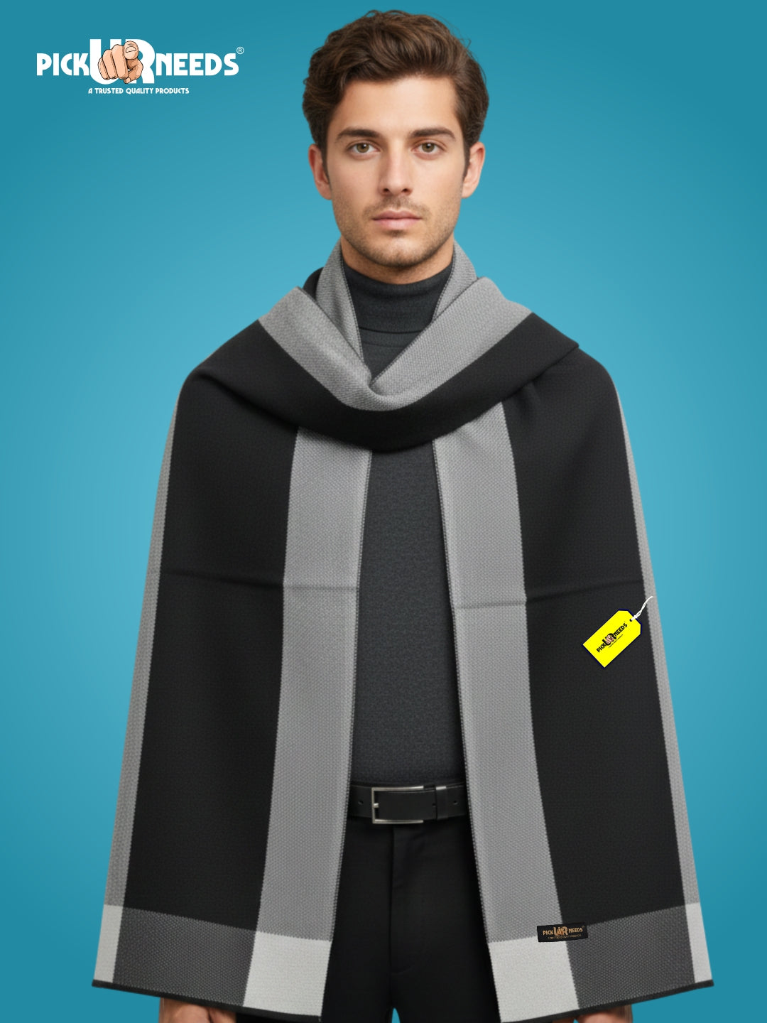 Pick Ur Needs Men’s Premium Winter Wool Muffler – Soft & Warm Knitted Scarf for Casual, Office & Travel Stylish Stripe Design