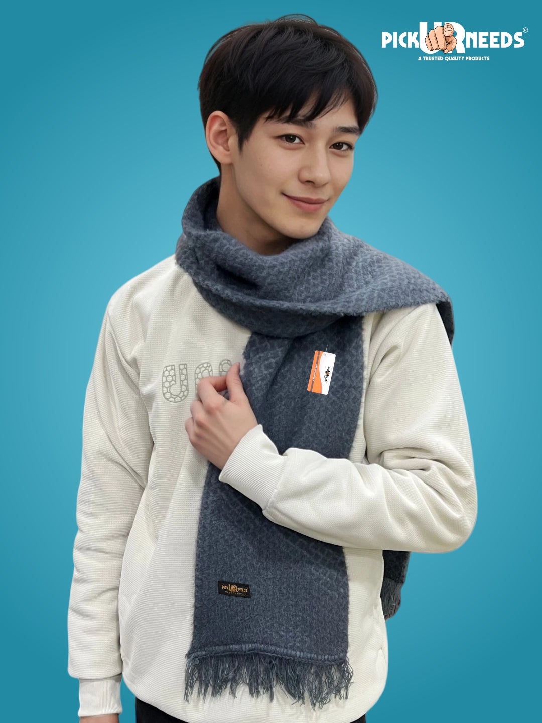 Pick Ur Needs Premium Winter Knit Muffler for Men Soft Woolen Neck Scarf with Stylish Pattern Warm & Comfortable Winter Wear for Outdoor & Casual Use