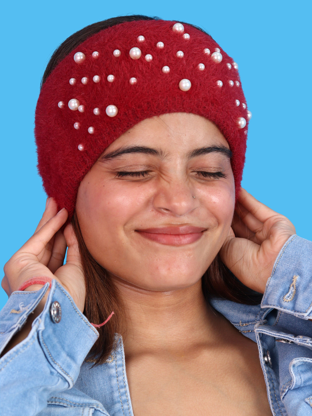 Pick Ur Needs Stylish & Cozy Pearl Embellished Winter Headband