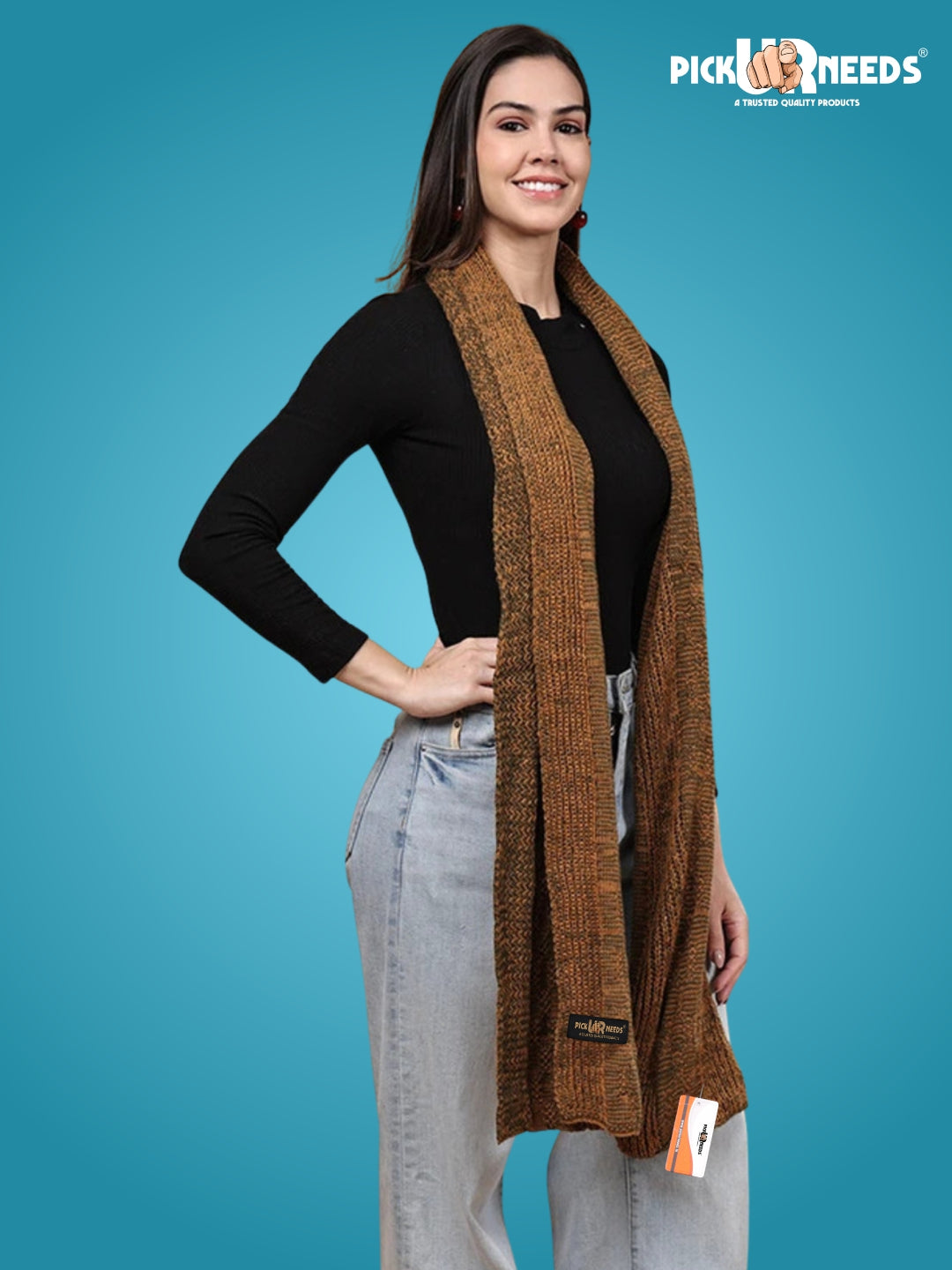 Pick Ur Needs Women’s Knitted Winter Scarf – Soft, Warm & Stylish Casual Long Muffler Stole for Girls