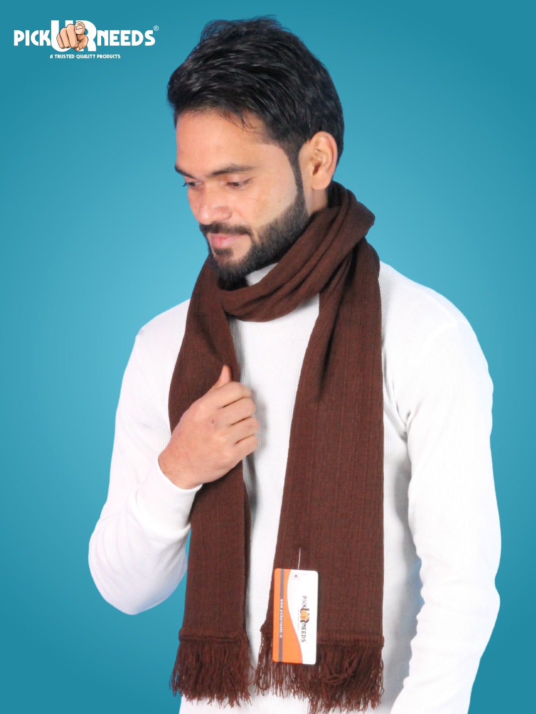 Pick Ur Needs Men’s Winter Woolen Muffler Soft & Warm Knitted Scarf with Fringes Premium Warm Mufflers