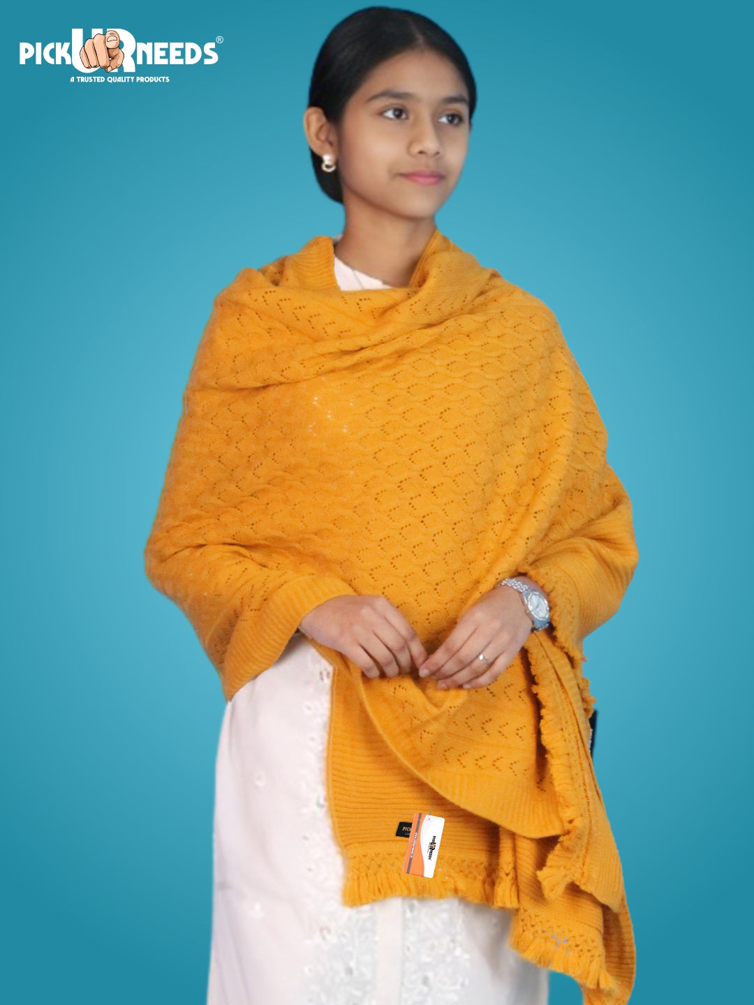 Pick Ur Needs Wool Self Design Women Shawl