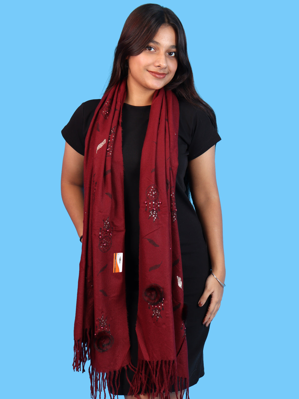 Pick Ur Needs Womens & Girls Muffler & Scarf with Elegant Dreamcatcher Print Soft Warm Lightweight Winter Neck Wrap with Stylish Fringes
