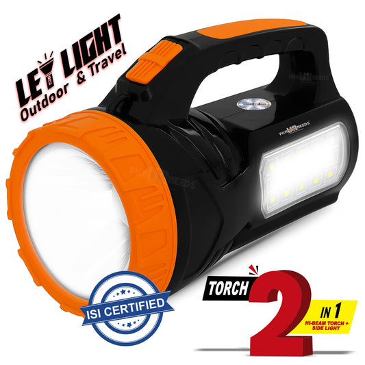 Pick Ur Needs 50W Emergency Long Range Rechargeable Search Laser with 15 SMD Bright 8 hrs Torch Emergency Light (Orange, Black)