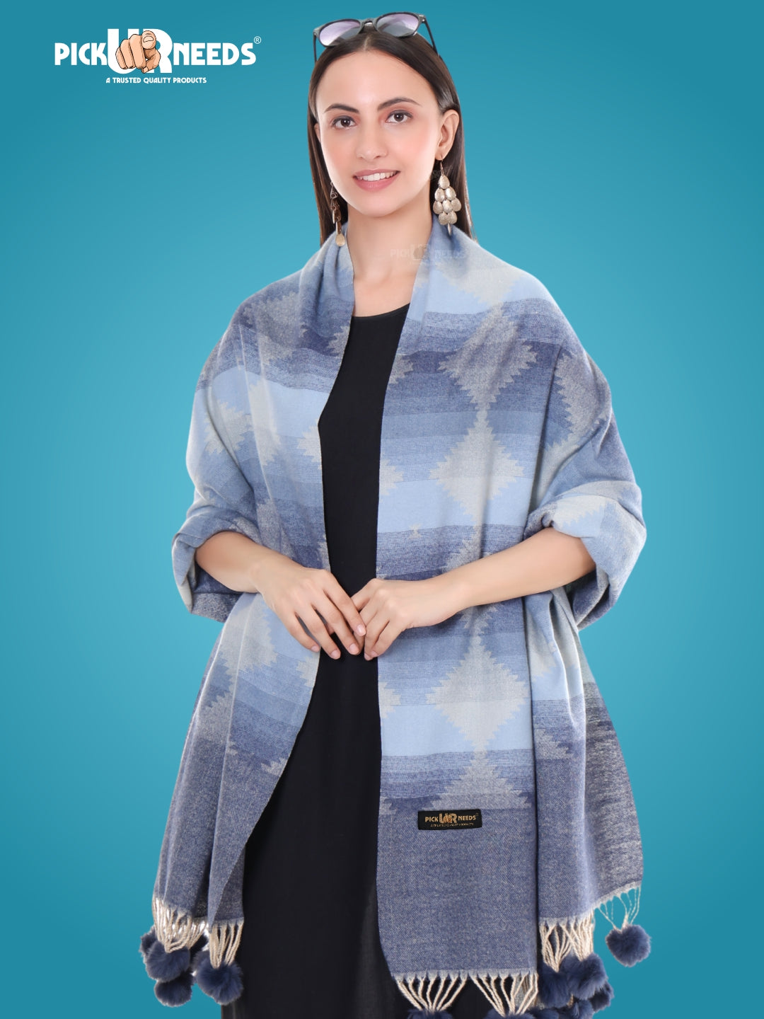 Pick Ur Needs Women’s Soft Woolen Shawl Premium Warm & Breathable Winter Stole  Elegant Striped Design with Tassels