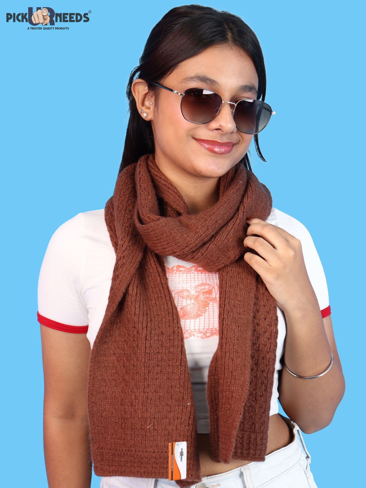 Pick Ur Needs Womens Soft Muffler Scarf, Lightweight Knitted Winter Stole, Warm & Cozy Long Neck Wrap for Women & Girls