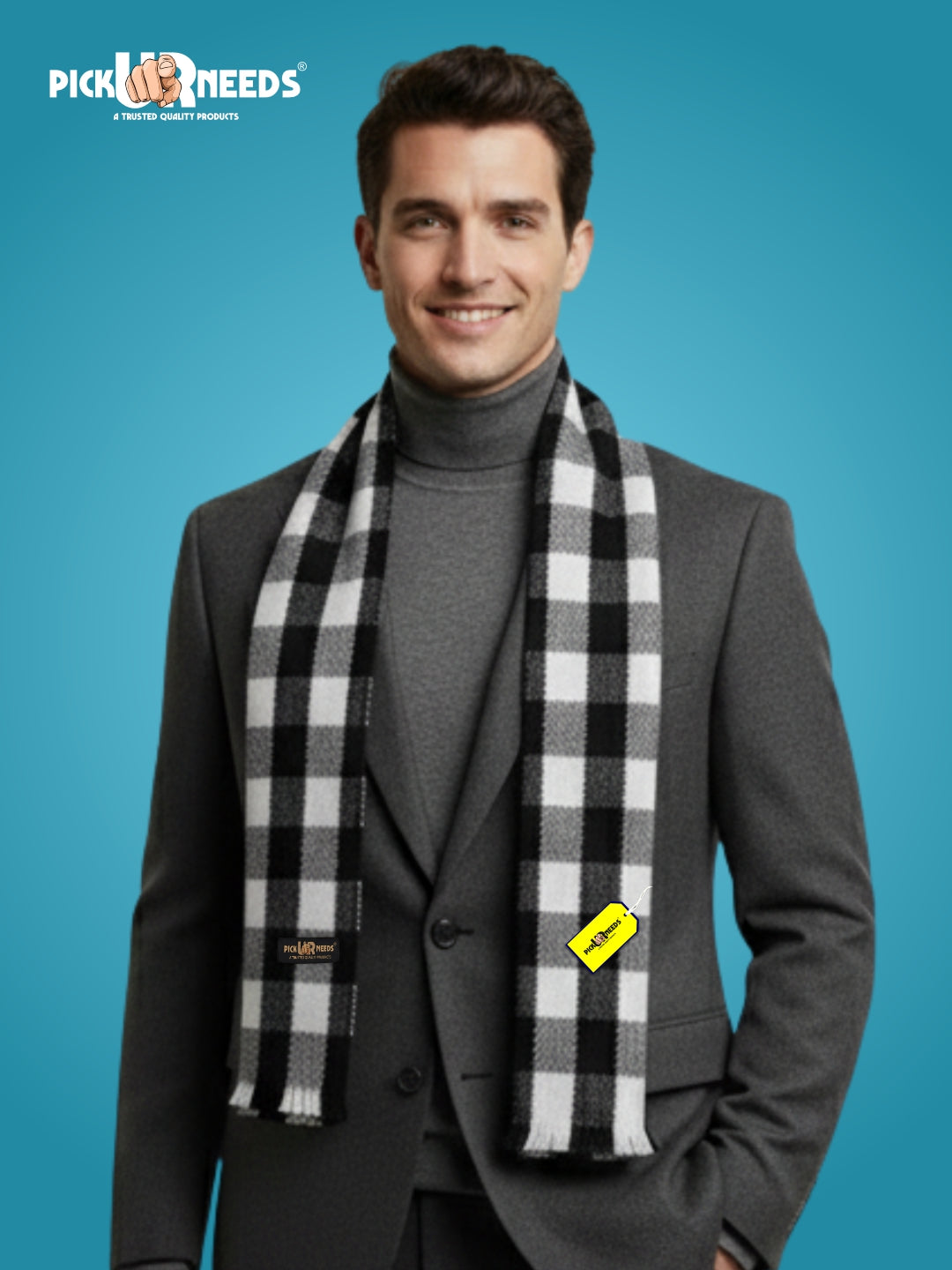 Pick Ur Needs Premium Men's Warm And Stylish Woolen Muffler With Multicolour Stripes And Stylish Tussles Ends