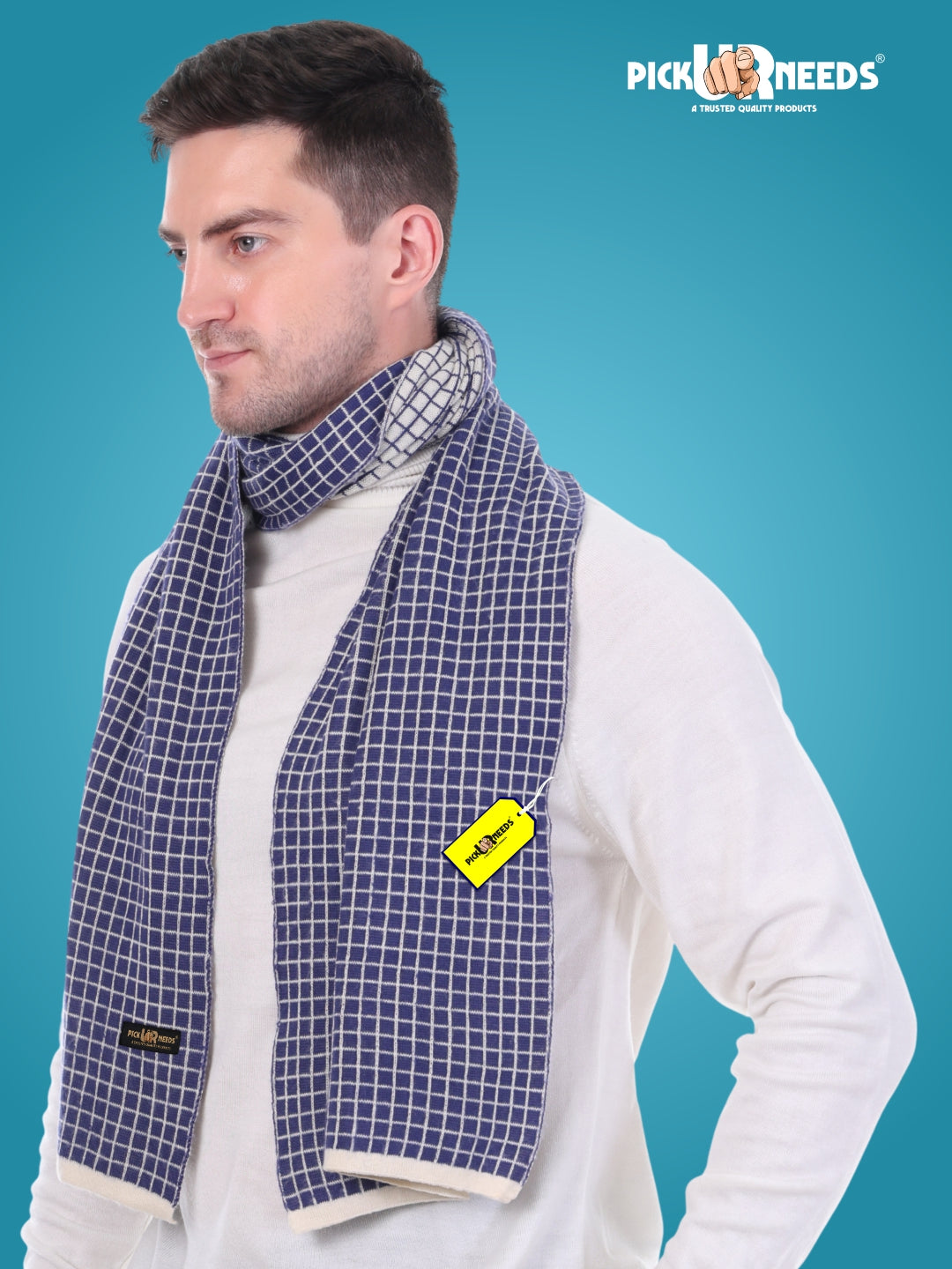 Pick Ur Needs Premium Checkered Winter Scarf, Muffler for Men – Soft, Warm, Breathable & Stylish