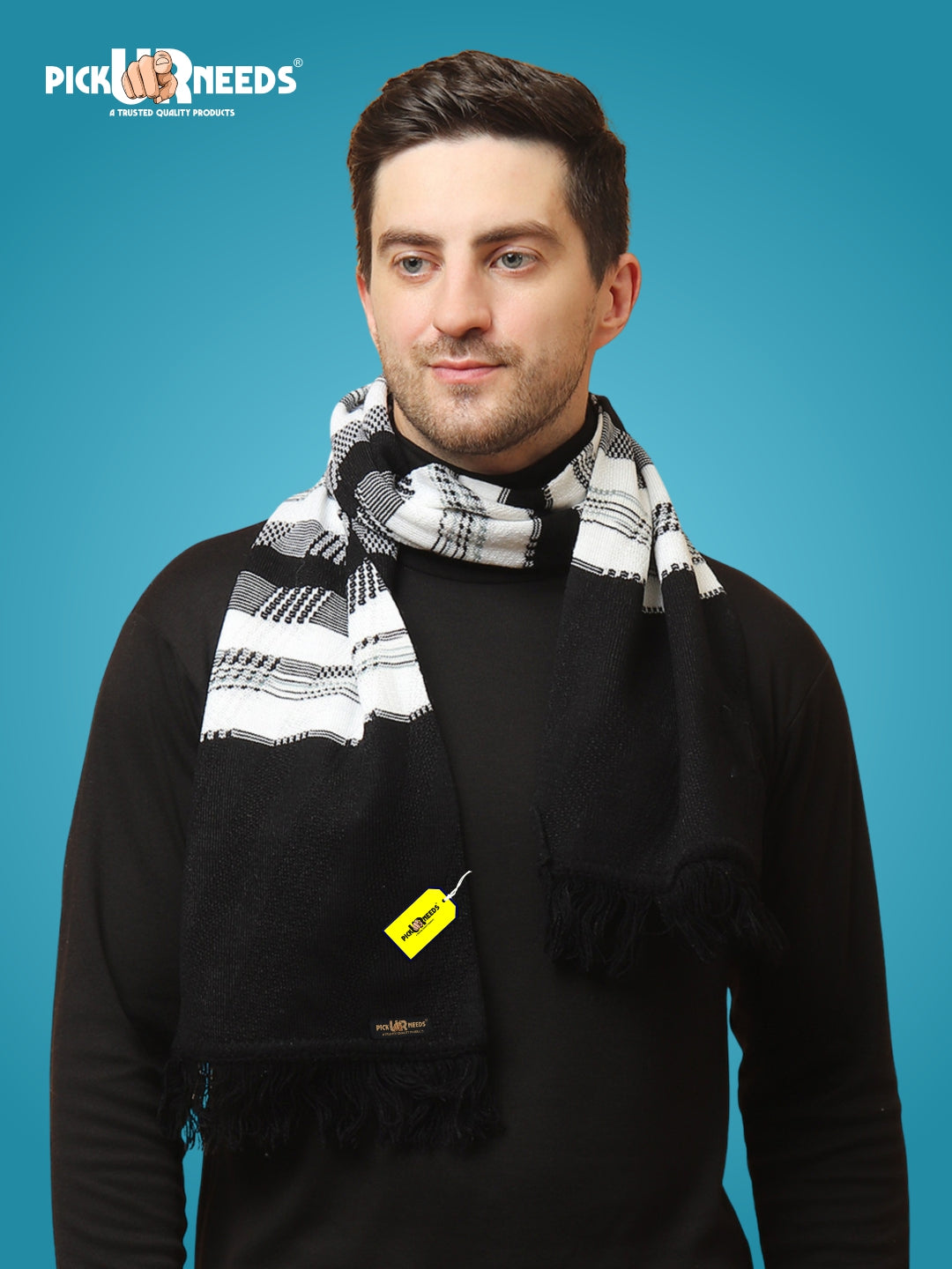Pick Ur Needs Soft Warm Wool Blend Scarf Premium Knitted Winter Muffler for Men with Stylish Geometric Pattern Trendy Casual & Formal Winter Wear Mufflers