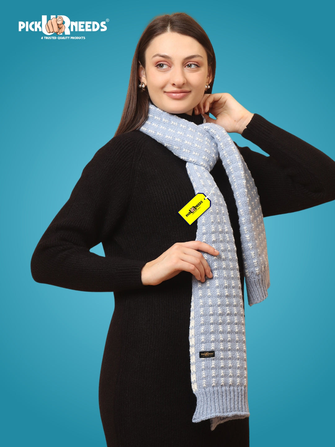 Pick Ur Needs Women Knitted Winter Muffler Soft & Warm Woolen Scarf with Stylish Pattern Lightweight Neck Wrap for Casual, Office