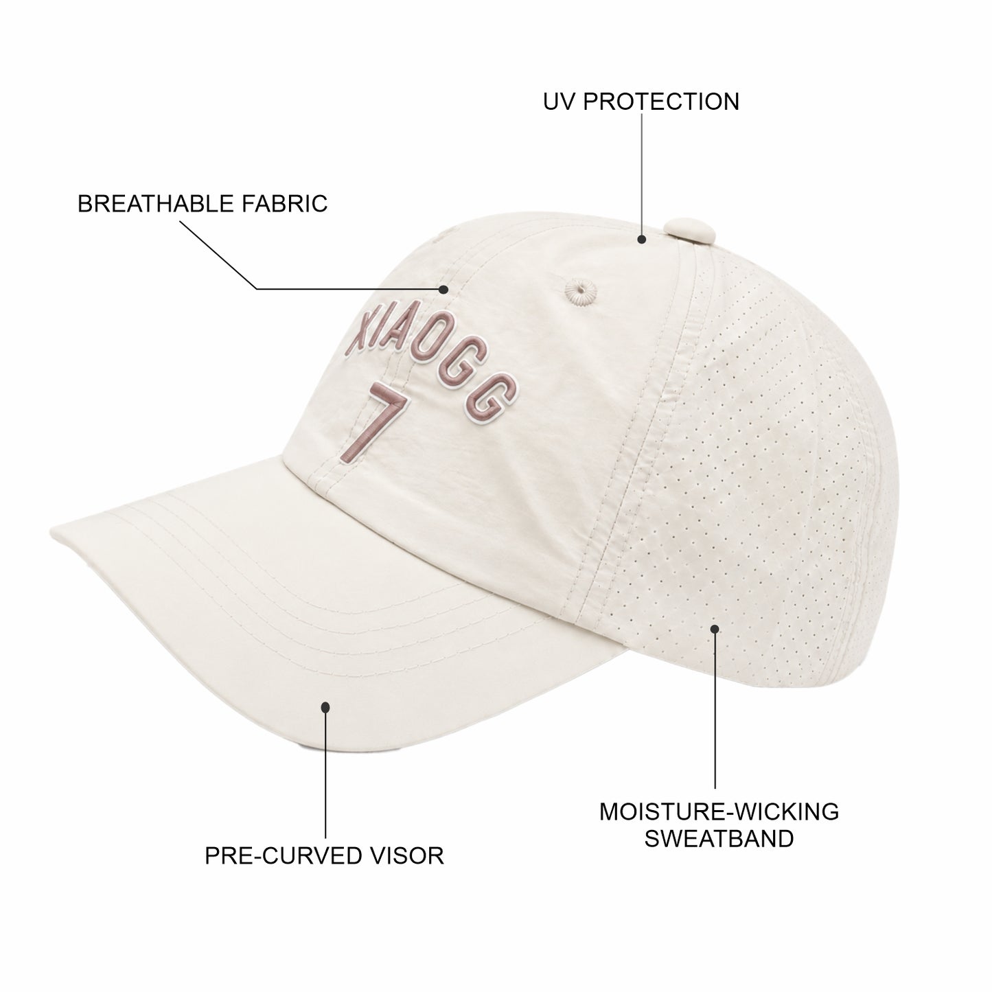 Pick Ur Needs Lightweight Baseball Cap, Breathable Perforated Panels, 3D Embroidery, Adjustable Fit, Sun Protection Unisex, Sports & Outdoor