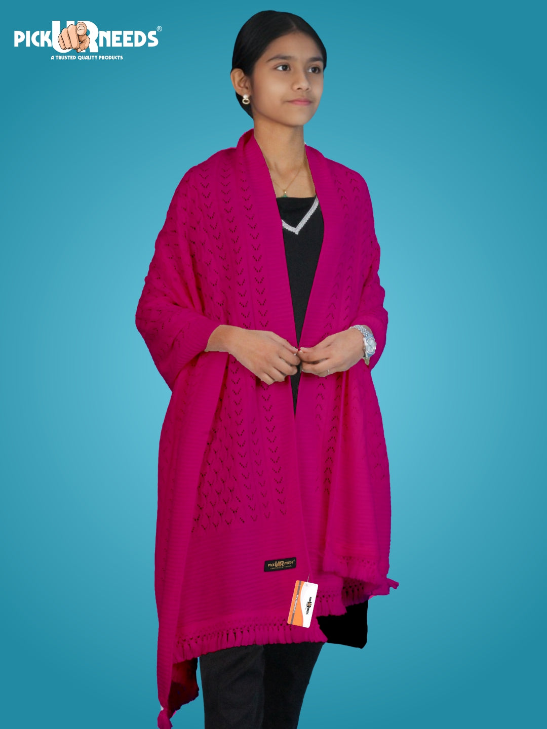 Pick Ur Needs Wool Self Design Women Shawl