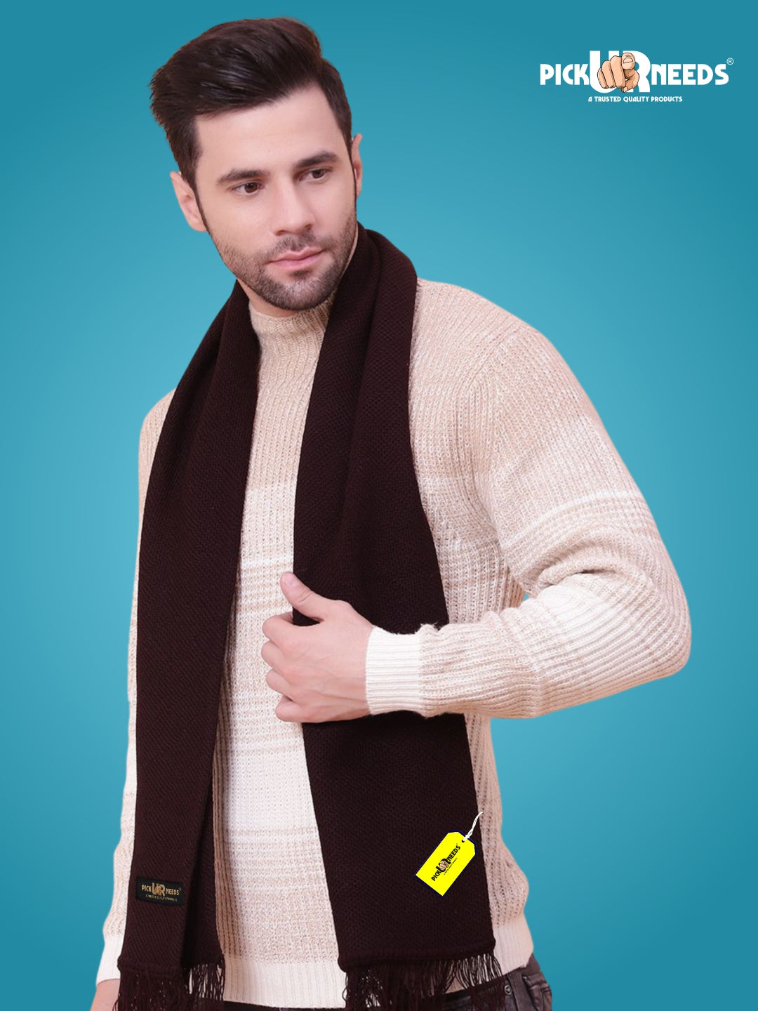 Pick Ur Needs Premium Soft, Warm & Breathable Wool Blend Winter Scarf for Men Fashionable Elegant Muffler