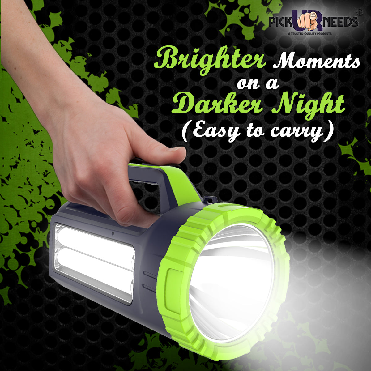 Pick Ur Needs Long Range Search Torch Light Emergency Rechargeable Handheld Torch + Side 2 Tube