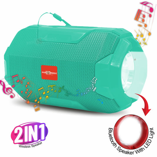 Pick Ur Needs 10W Rechargeable Wireless Bluetooth Speaker with Torch Light | 1200mAh Battery | Bluetooth 5.0 | FM Radio | USB/TF Card | AUX | TWS | Portable Outdoor Speaker
