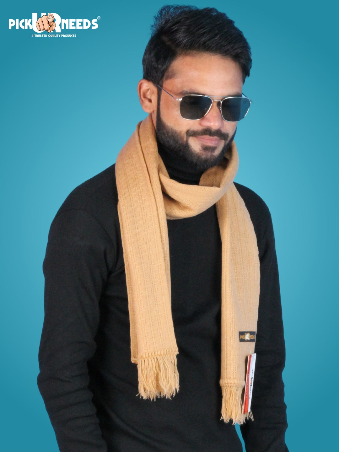 Pick Ur Needs Men’s Winter Woolen Muffler Soft & Warm Knitted Scarf with Fringes Premium Warm Mufflers