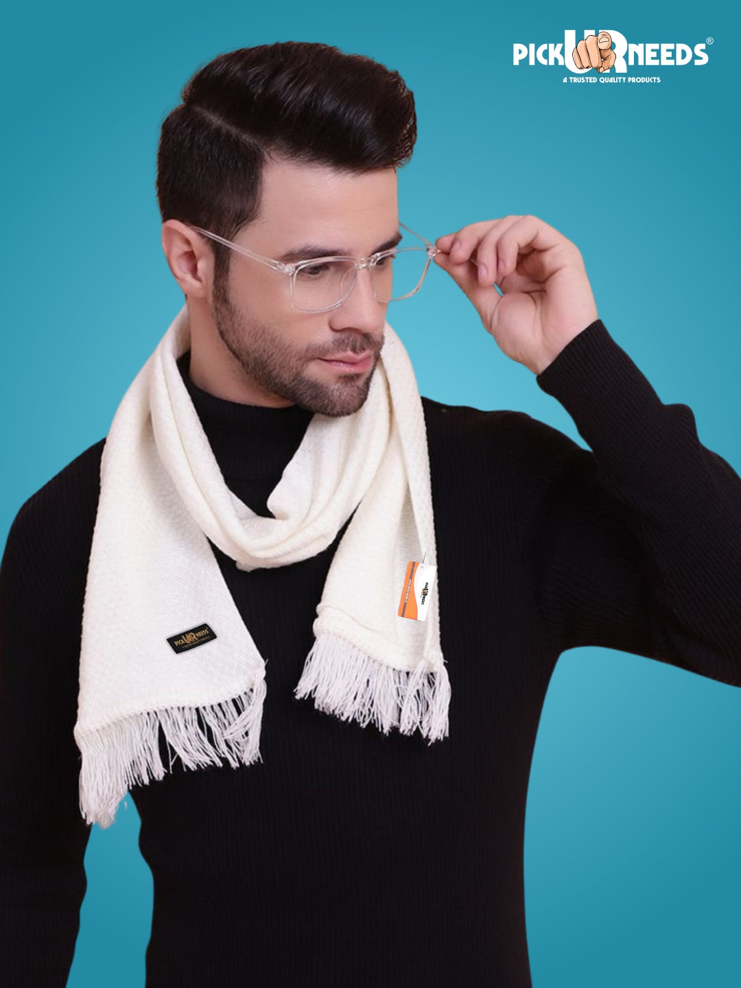 Pick Ur Needs Premium Soft Knitted Winter Muffler for Men Elegant Wool Blend Scarf with Tassel Fringe Stylish Warm Winter Wear for Casual & Formal Outfits