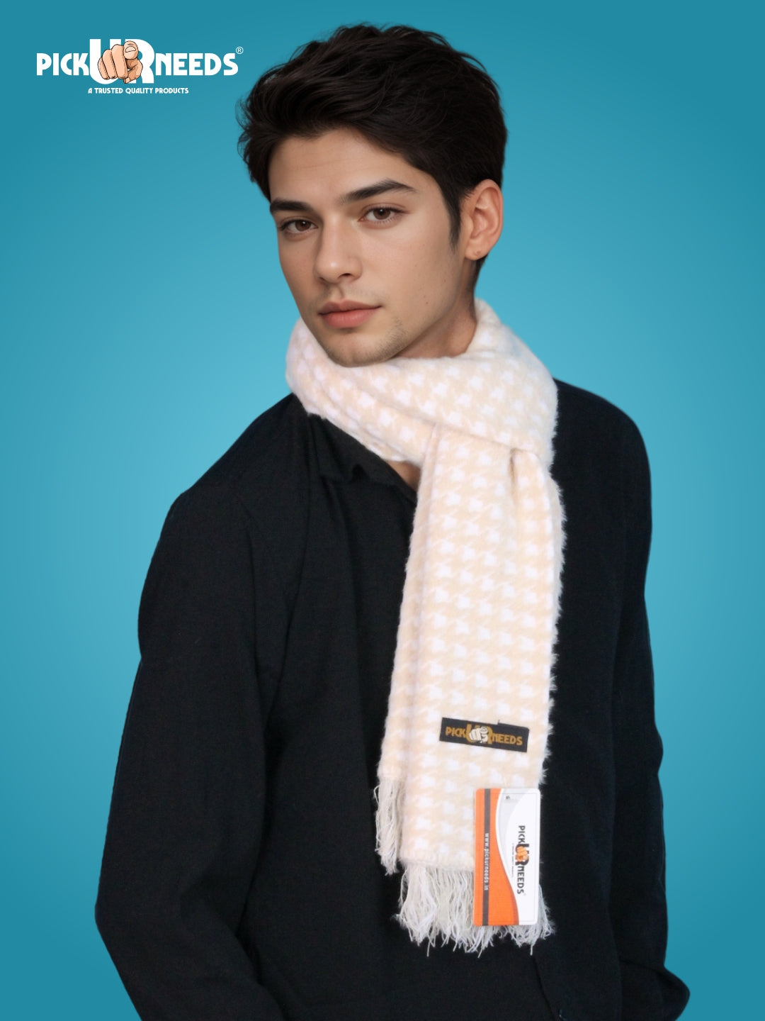 Pick Ur Needs Soft Warm Woolen Premium Winter Muffler for Men Scarf with Stylish Check Pattern Long & Comfortable Cold Weather Neck Wrap