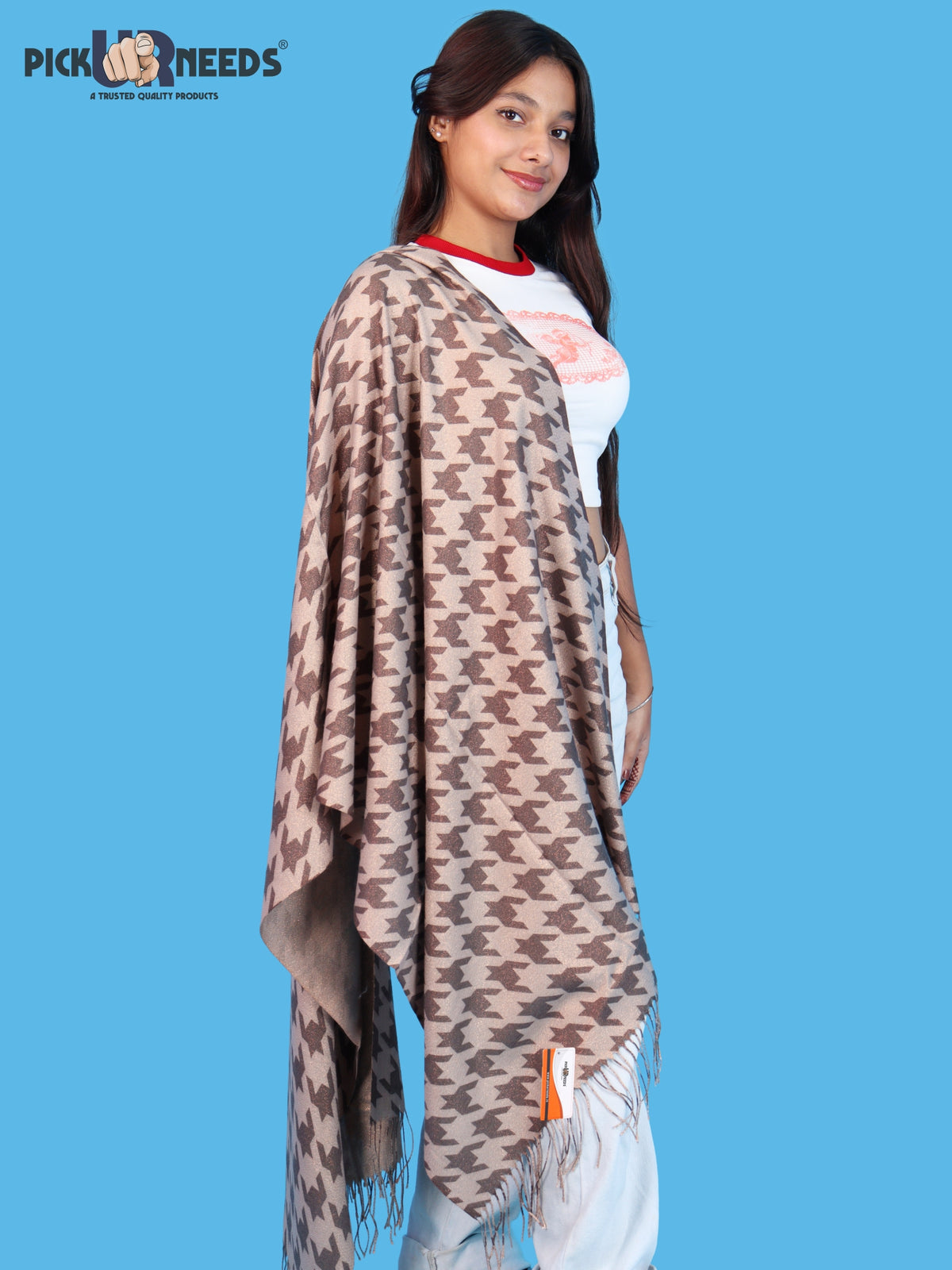 Pick Ur Needs Premium Winter Womens & Girls Shawl Soft & Cozy Printed with Elegant Geometric Design