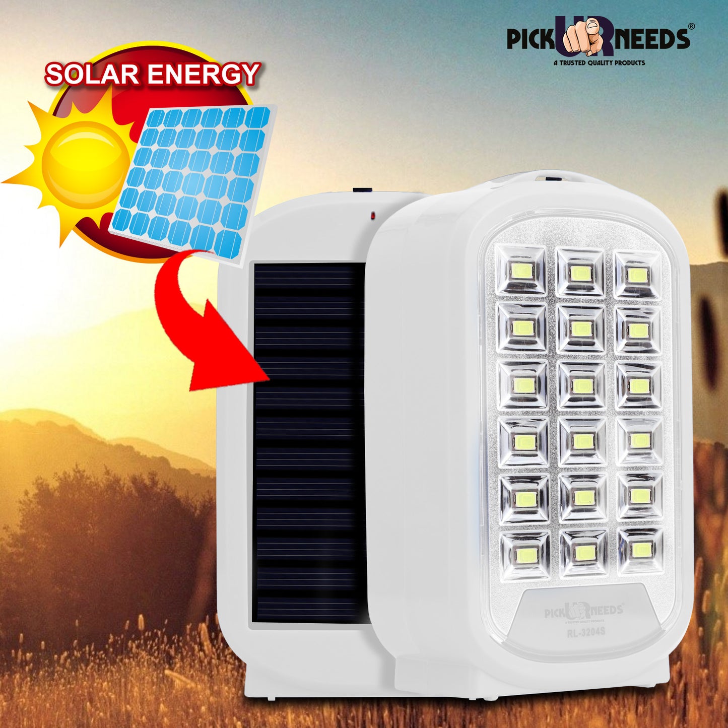 Pick Ur Needs Portable & Rechargeable Mini Emergency Lantern 18SMD LED Floor Lamp Light with Solar Panel