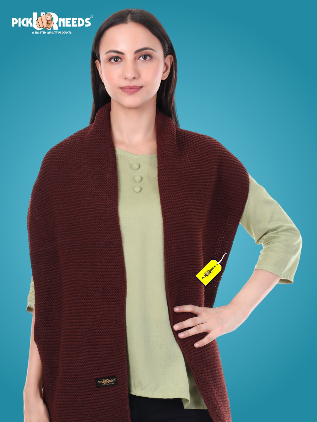 Pick Ur Needs Premium Knitted Winter Shawl/Stole for Women | Soft & Warm Woolen Wrap | Multipurpose Muffler,Shrug & Scarf