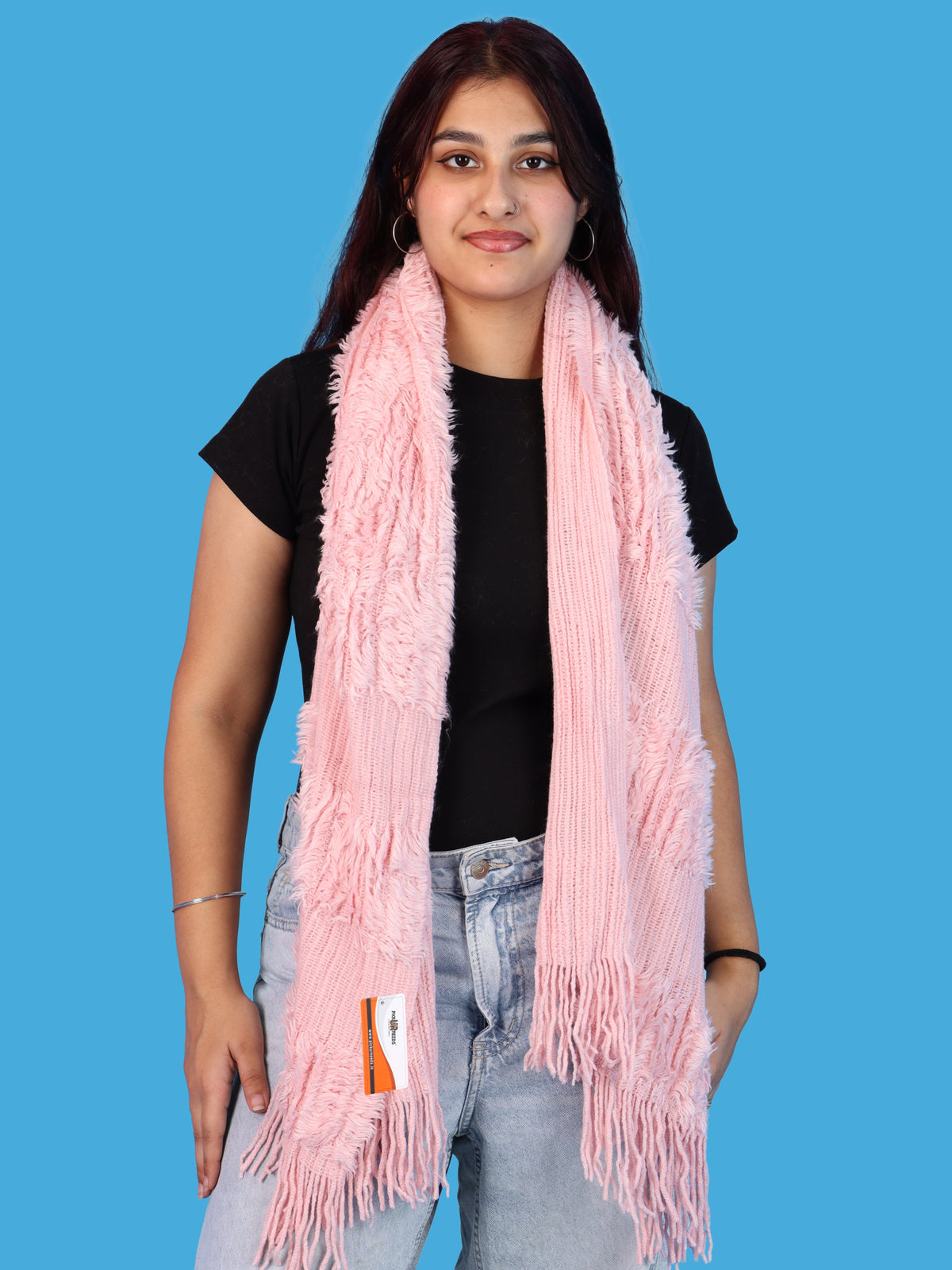 Pick Ur Needs Premium Winter Muffler for Women & Girls Soft Textured Woven with Fringe Detailing Warm Lightweight Neck Wrap