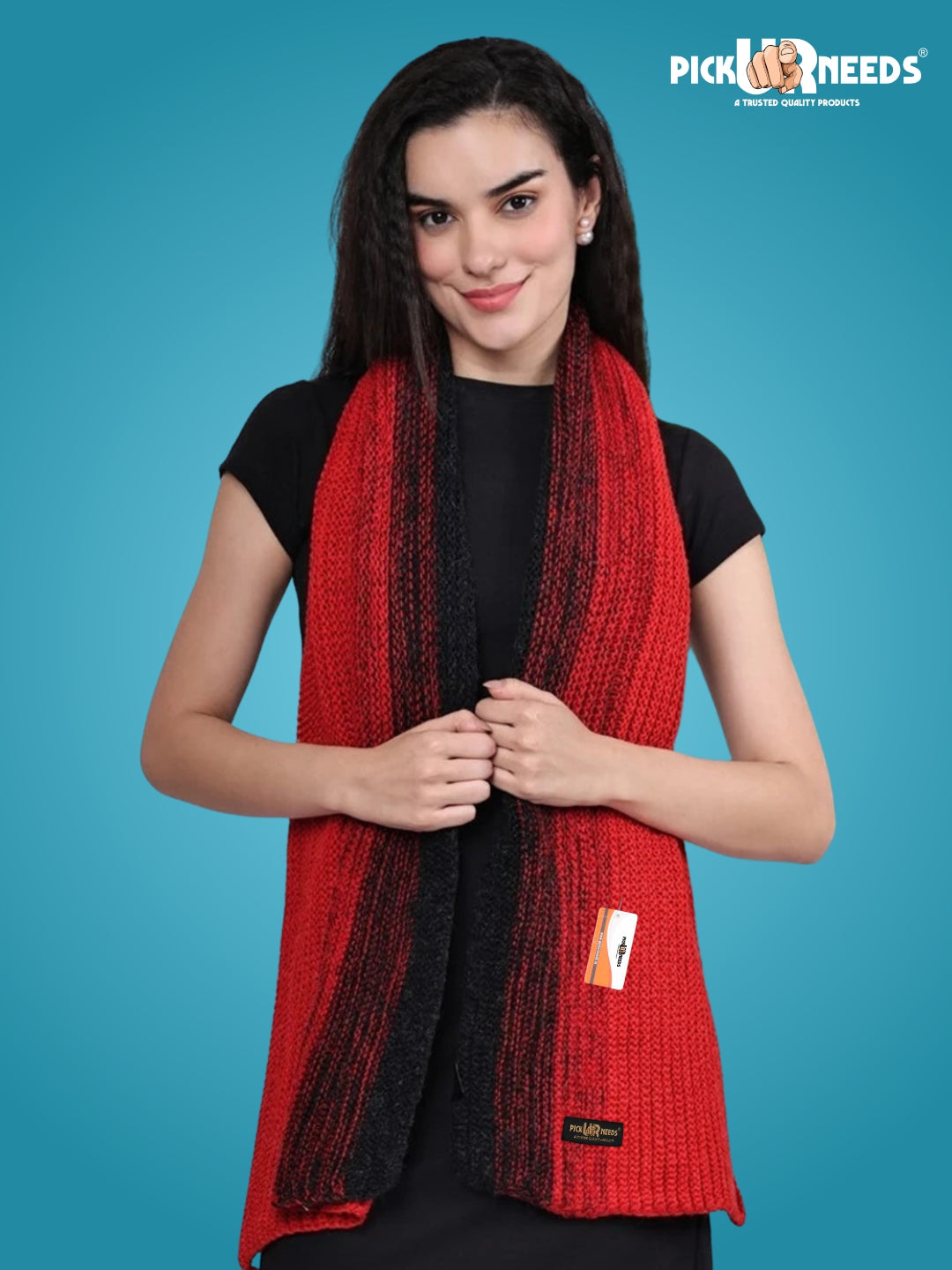 Pick Ur Needs Premium Knitted Winter Scarf for Women – Soft, Warm & Stylish Dual-Tone Muffler Stole