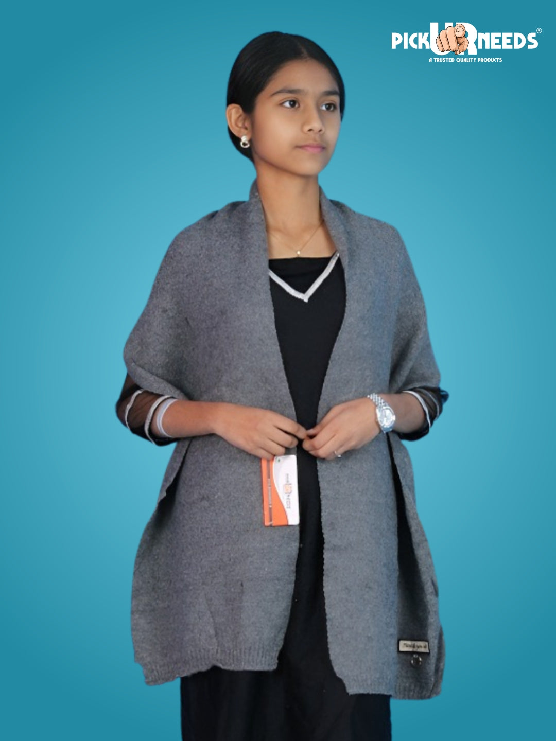 Pick Ur Needs Women's Knit Shawl Wrap with Border Soft, Warm & Lightweight Winter Stole Elegant Tan Bordered Scarf for Girls