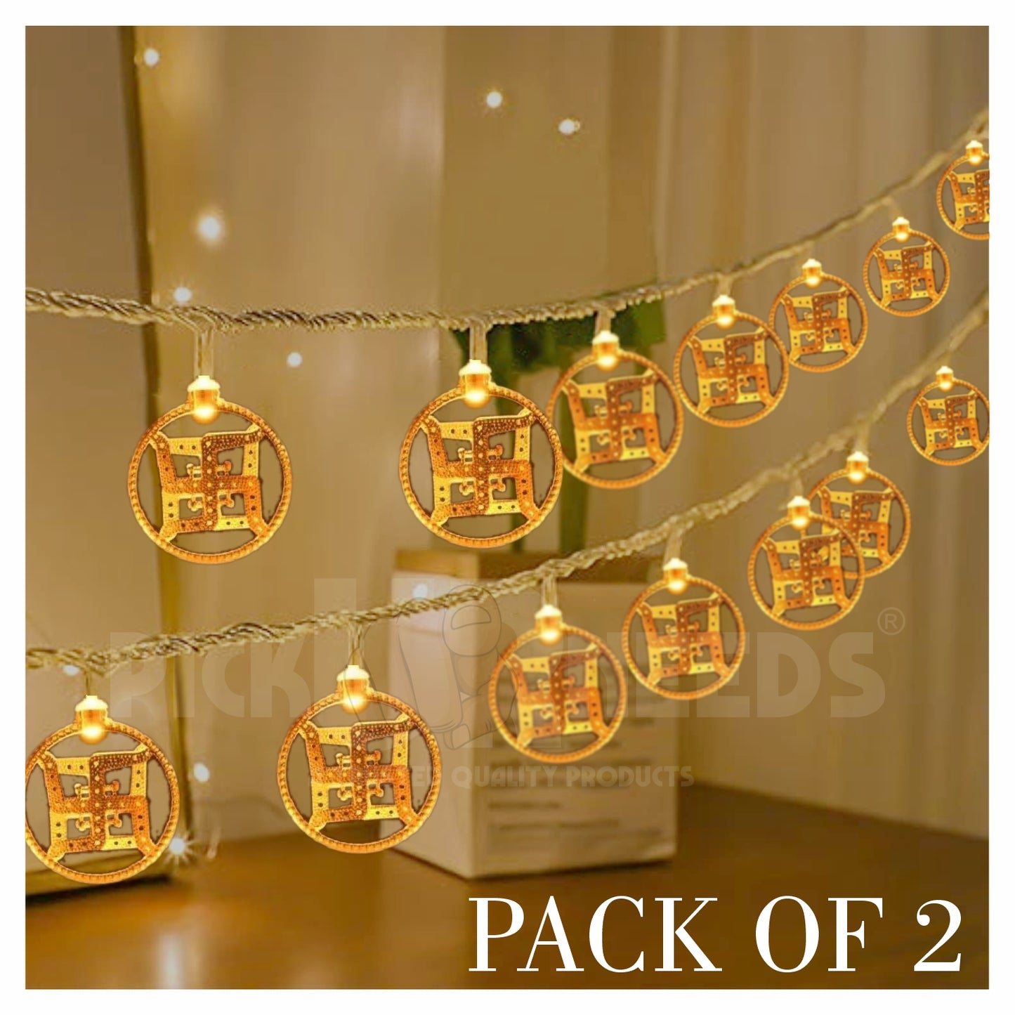 Pick Ur Needs 10 LEDs 10 m Beige Steady Swastik Rice Lights