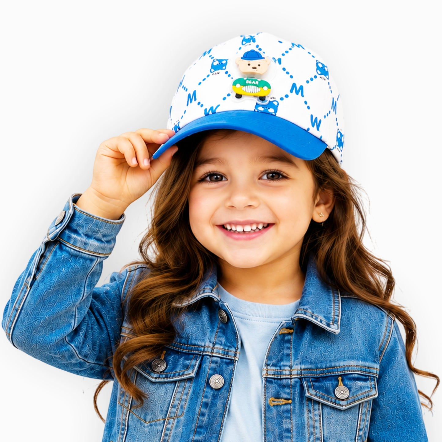 Pick Ur Needs Kids Baseball Cap with Cute Bear LED Light Design Comfort Fit for Boys & Girls Adjustable Buckle