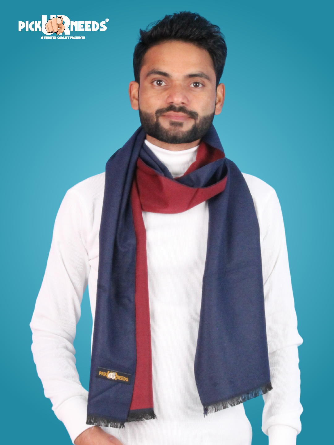 Pick Ur Needs Reversible Winter Muffler for Men Dual-Color Soft Woolen Scarf Warm, Stylish & Lightweight Muffler for Casual, Office & Outdoor Wear