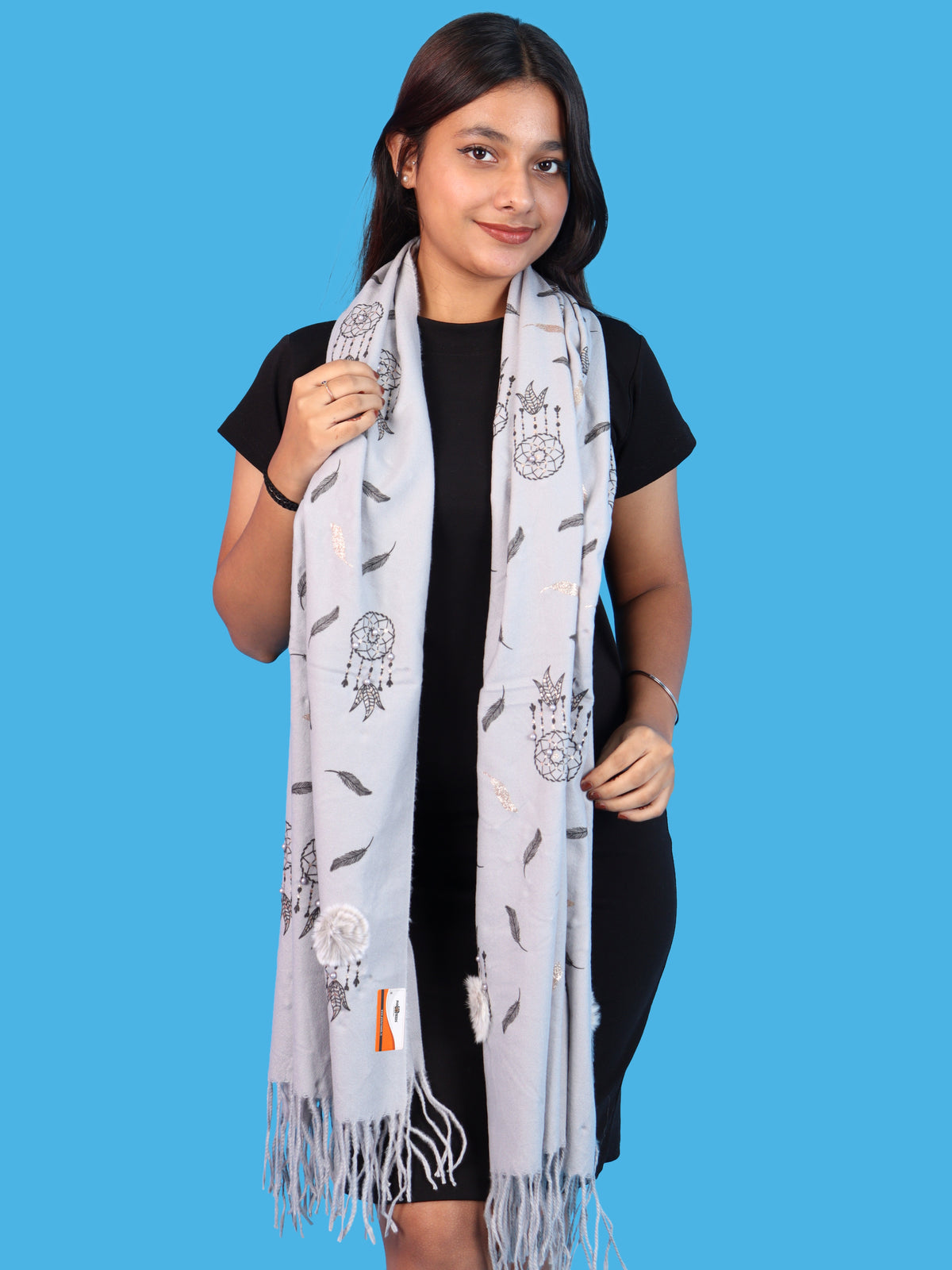 Pick Ur Needs Womens & Girls Muffler & Scarf with Elegant Dreamcatcher Print Soft Warm Lightweight Winter Neck Wrap with Stylish Fringes