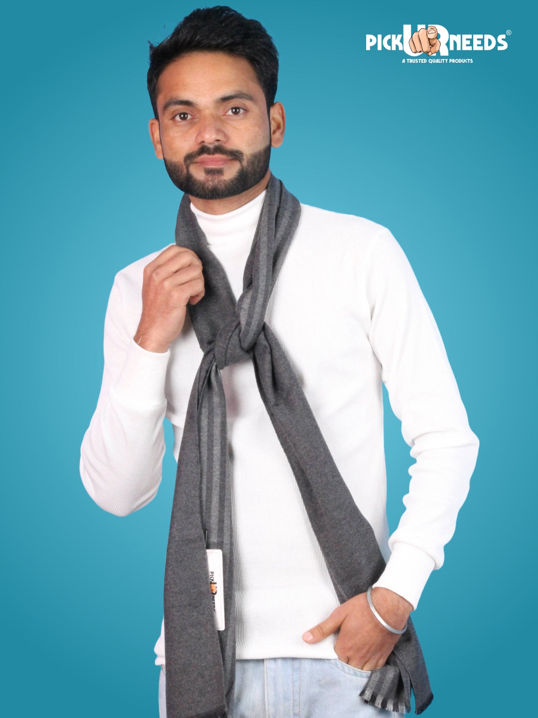 Pick Ur Needs Premium Winter Muffler for Men Soft Wool-Blend Checked Scarf Warm, Lightweight & Stylish Muffler for Office, Casual & Outdoor Wear