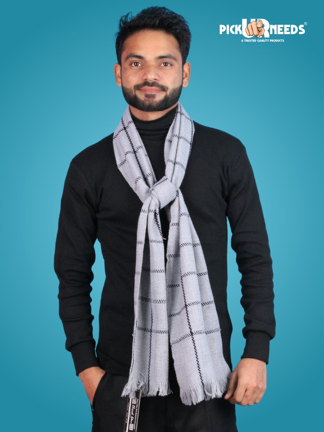 Pick Ur Needs Premium Men's Warm And Stylish Woolen Muffler With Multicolour Stripes And Stylish Tussles Ends