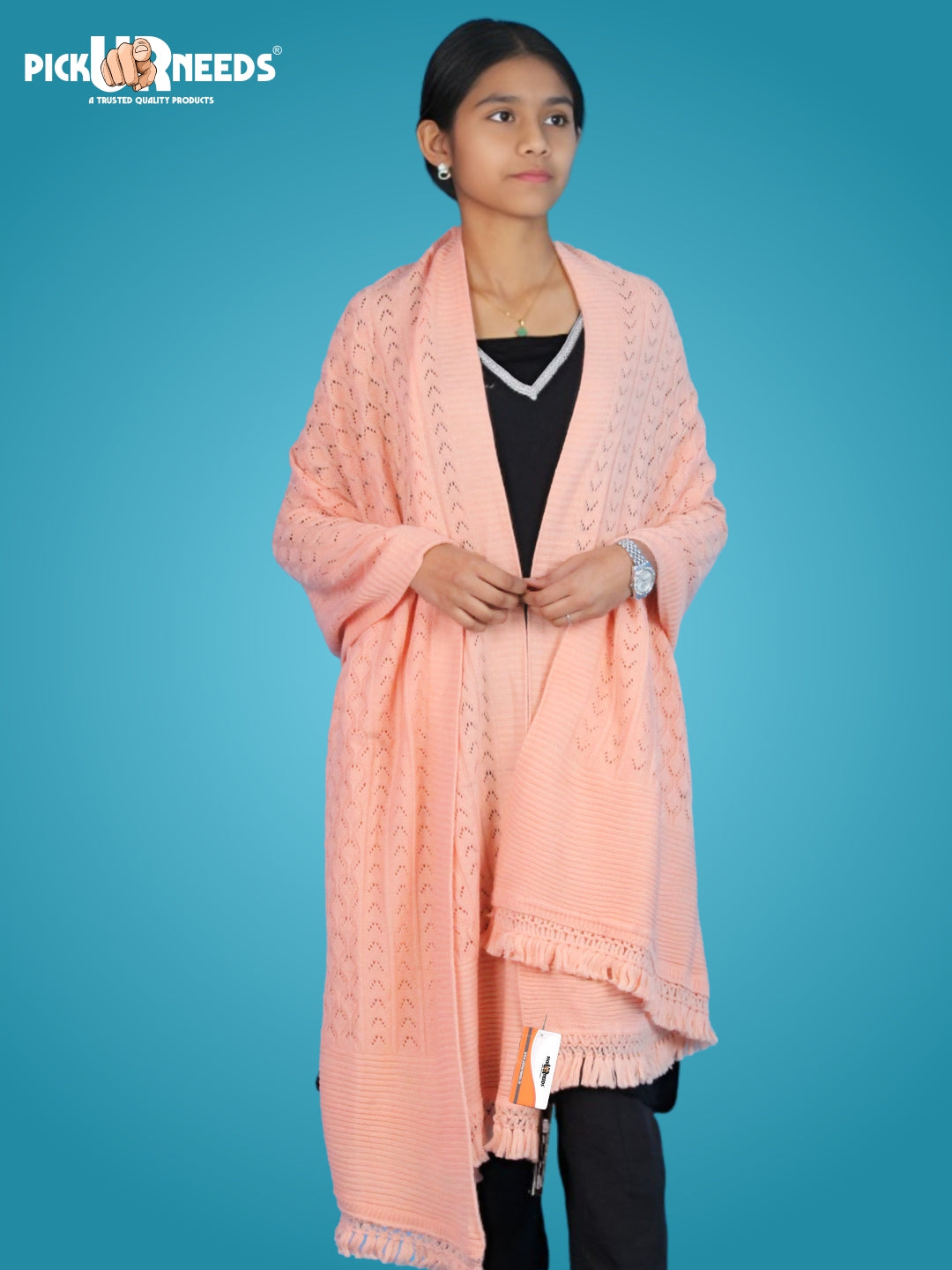Pick Ur Needs Wool Self Design Women Shawl
