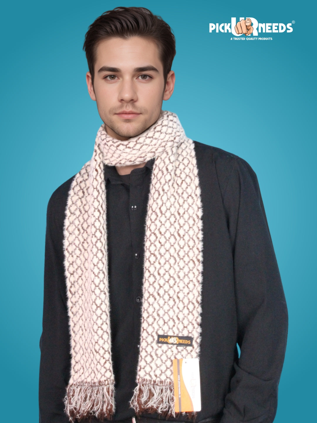 Pick Ur Needs Soft Warm Woolen Premium Winter Muffler for Men Scarf with Stylish Check Pattern Long & Comfortable Cold Weather Neck Wrap