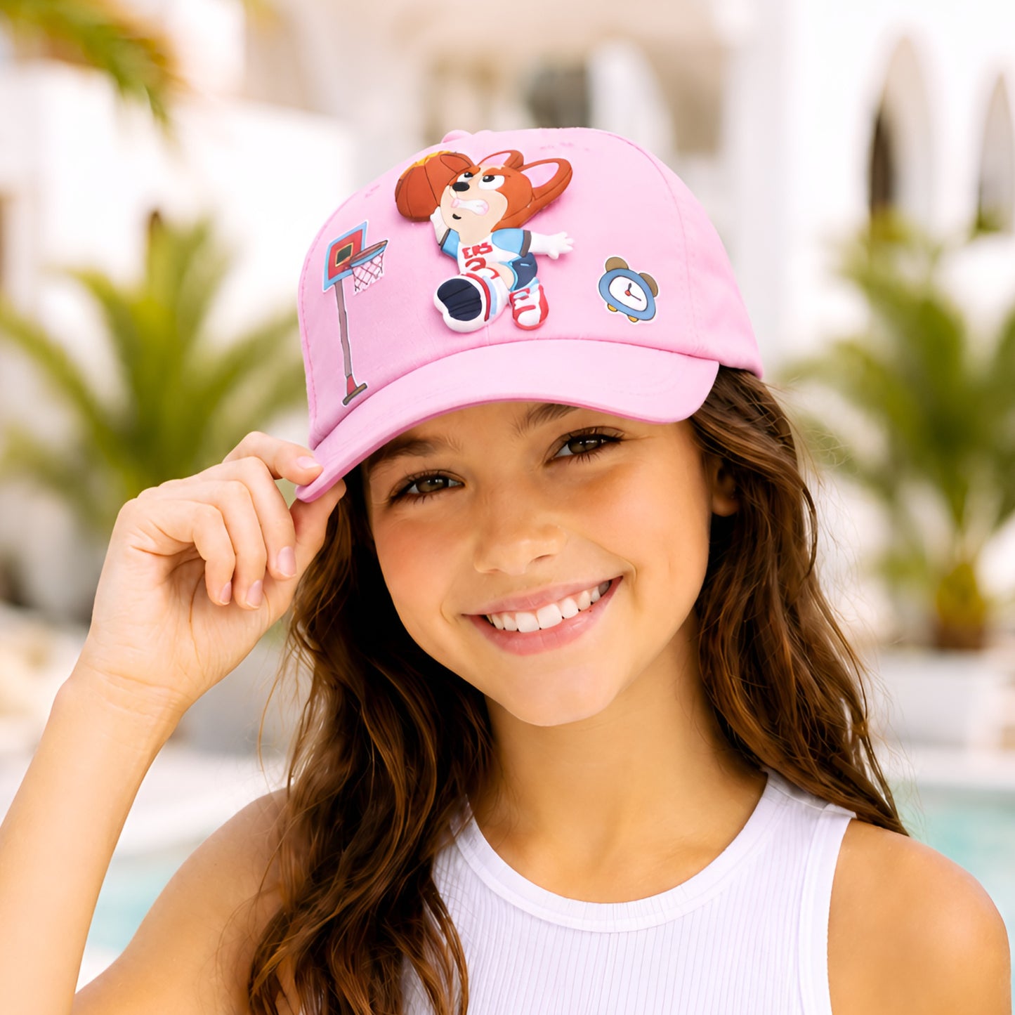 Pick Ur Needs Basketball Cartoon Baseball Cap with 3D Basketball Character Patch Adjustable Sports Hat for Boys & Girls