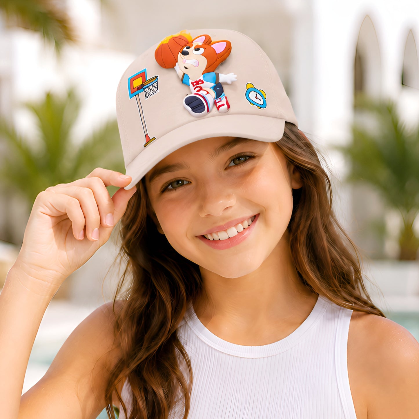 Pick Ur Needs Basketball Cartoon Baseball Cap with 3D Basketball Character Patch Adjustable Sports Hat for Boys & Girls