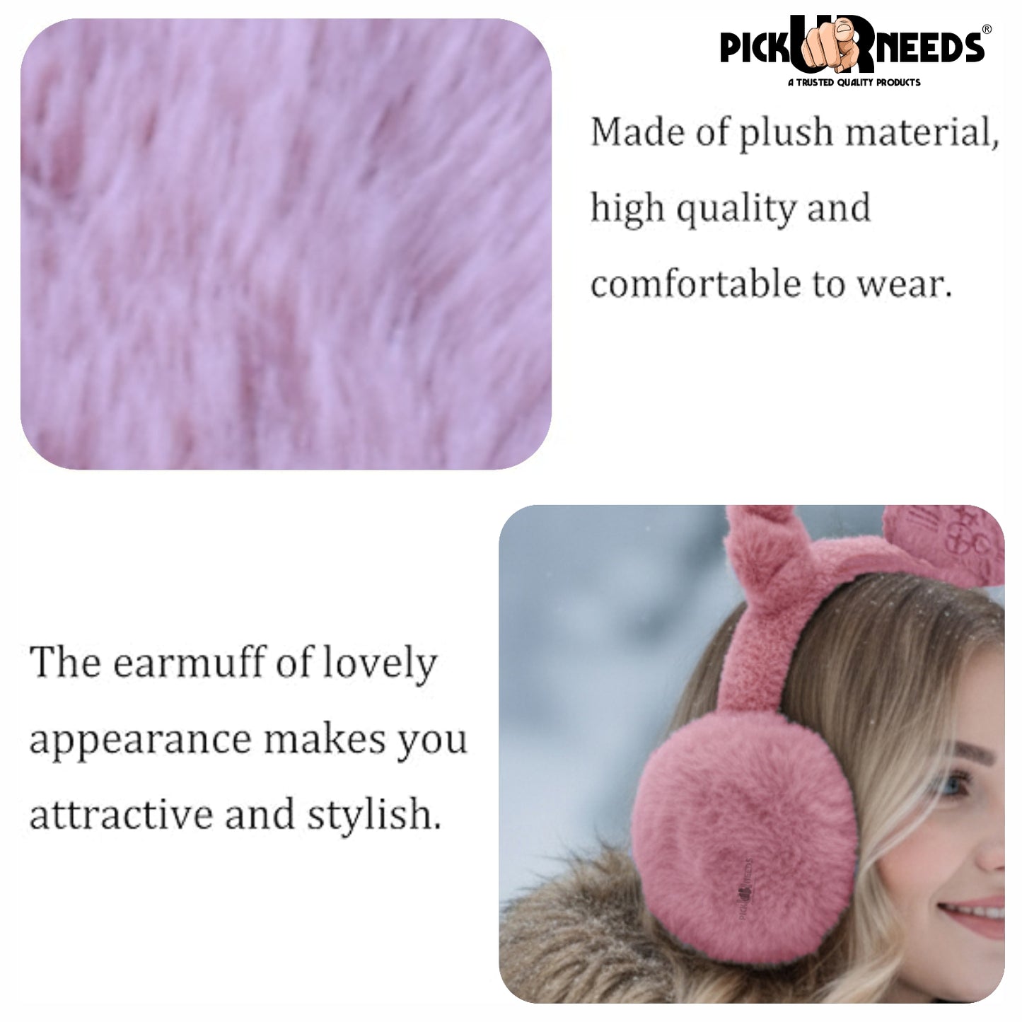 Pick Ur Needs Stylish Stone Design Foldable / Adjustable Ear Muff High Quality Furr Ear Warmer Ear Muff