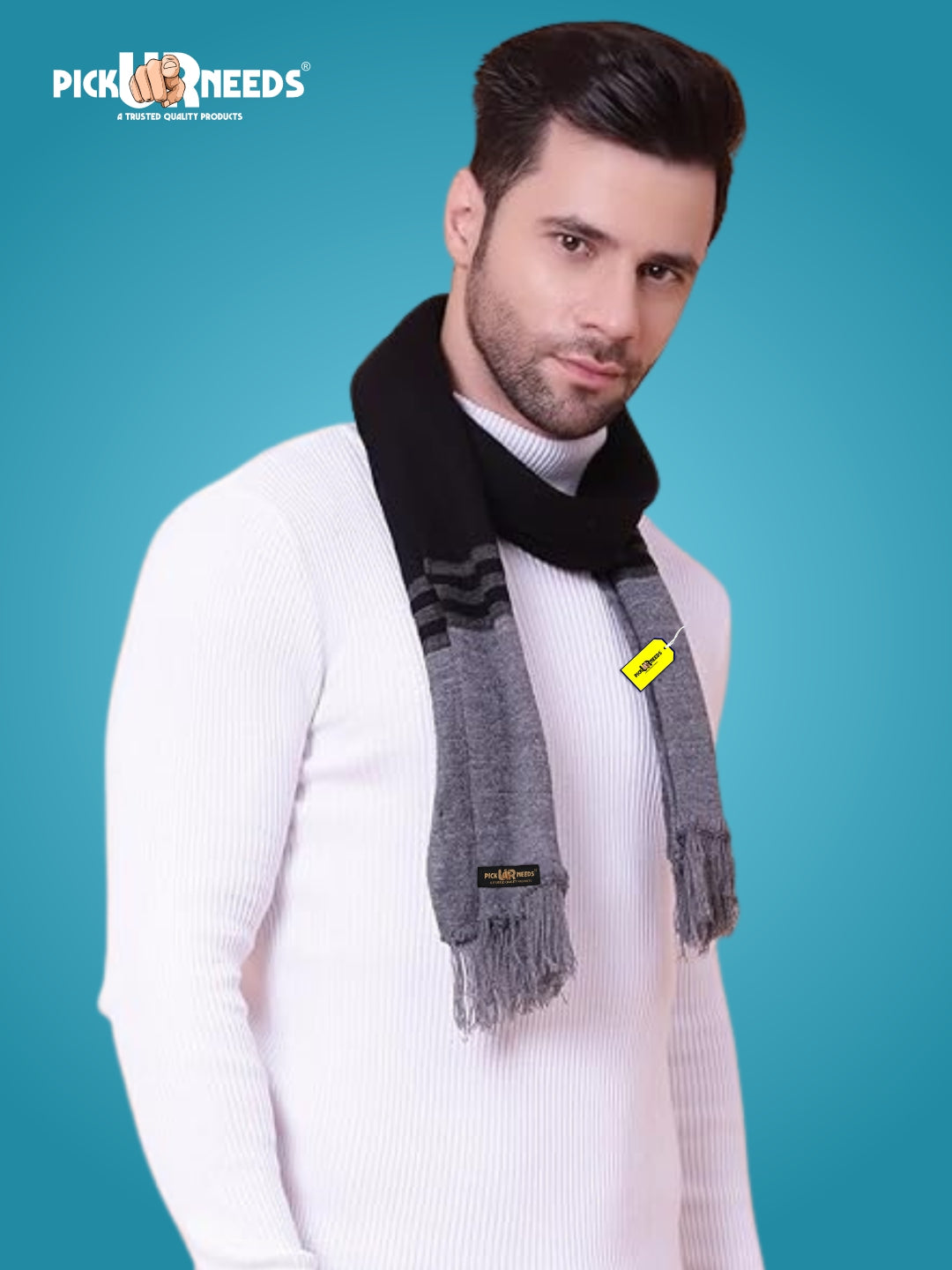 Pick Ur Needs Men's Stylish Striped Knitted Winter Scarf | Soft, Warm & Breathable Muffler for Casual & Formal Wear