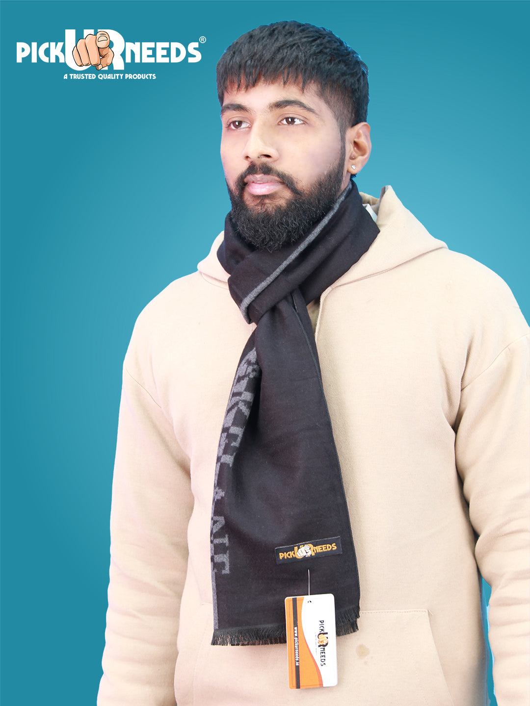 Pick Ur Needs Wool Blend Muffler for Men Soft Winter Scarf with Elegant Checks All-Day Comfort